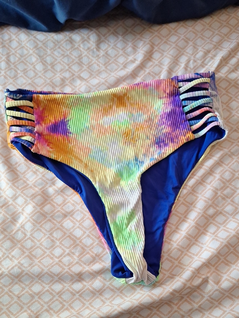 High-Waist Tie-Dye Ribbed Bikini Bottoms NWOT